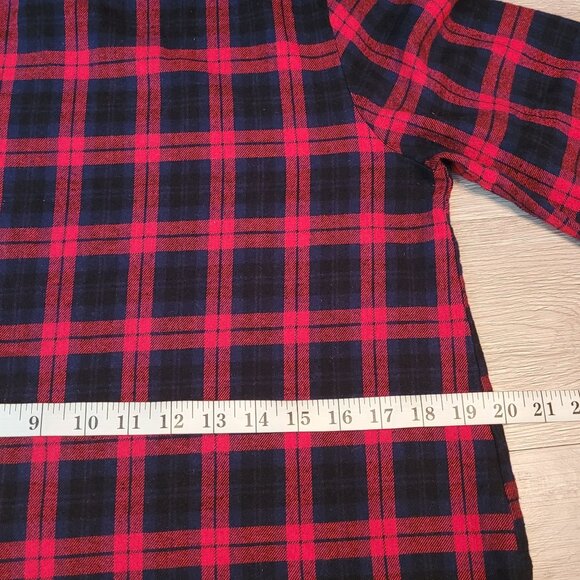 WHITE BIRCH Top Womens L Flannel Plaid Ruffle Hem Bell Sleeve Boho Cottagecore - Picture 7 of 10